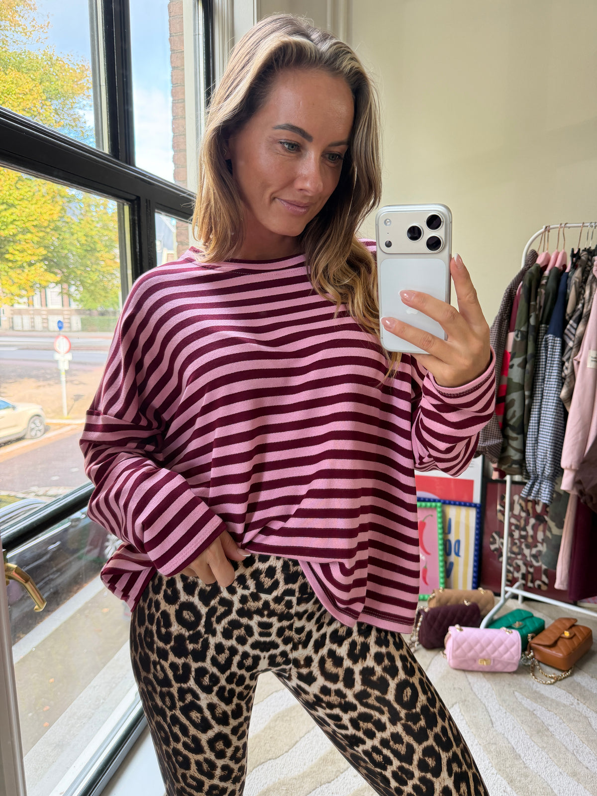 ALEXIA STREEP SHIRT BORDEAUX ROZE