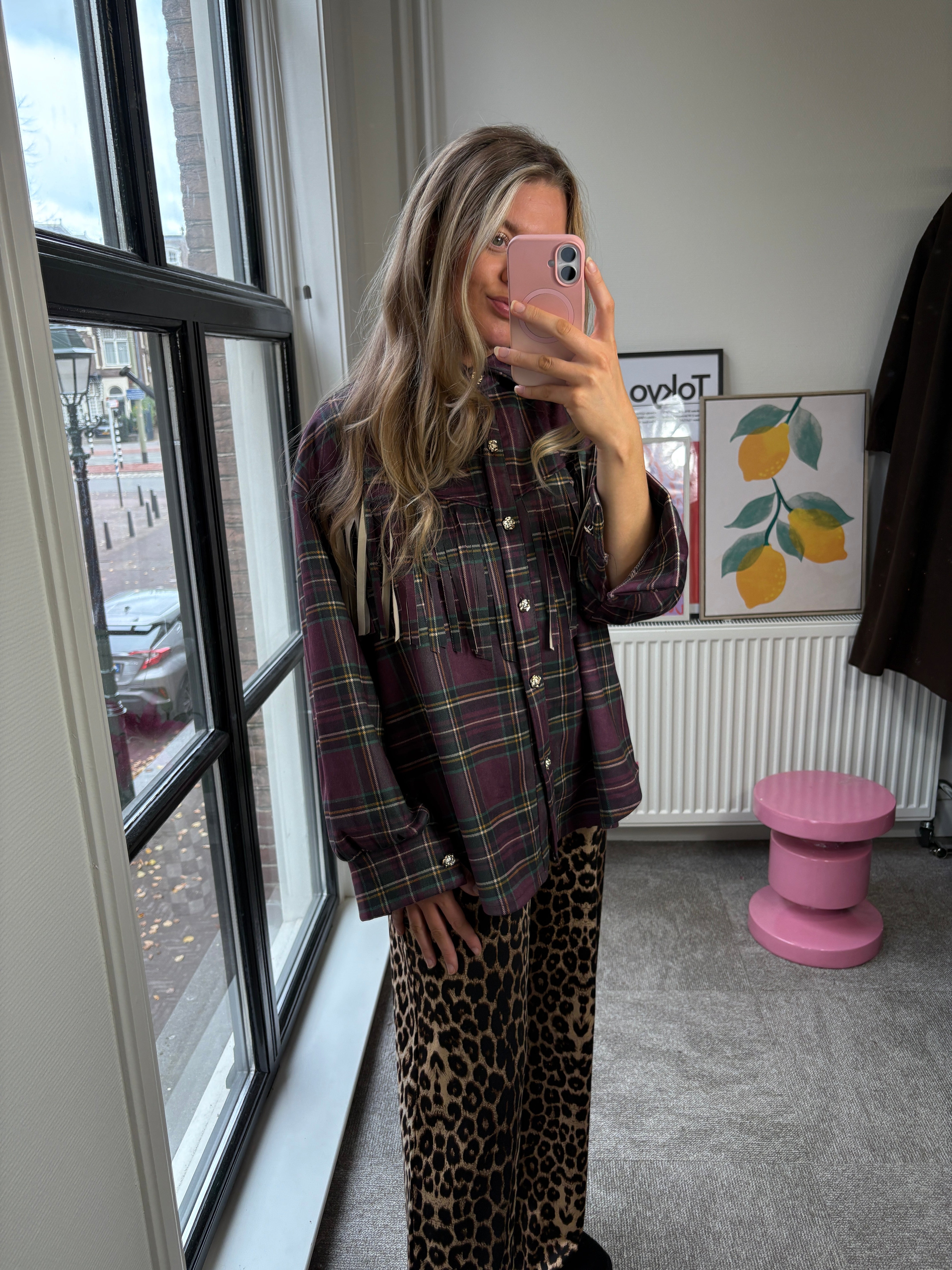 CHECKED BLOUSE FRINGES