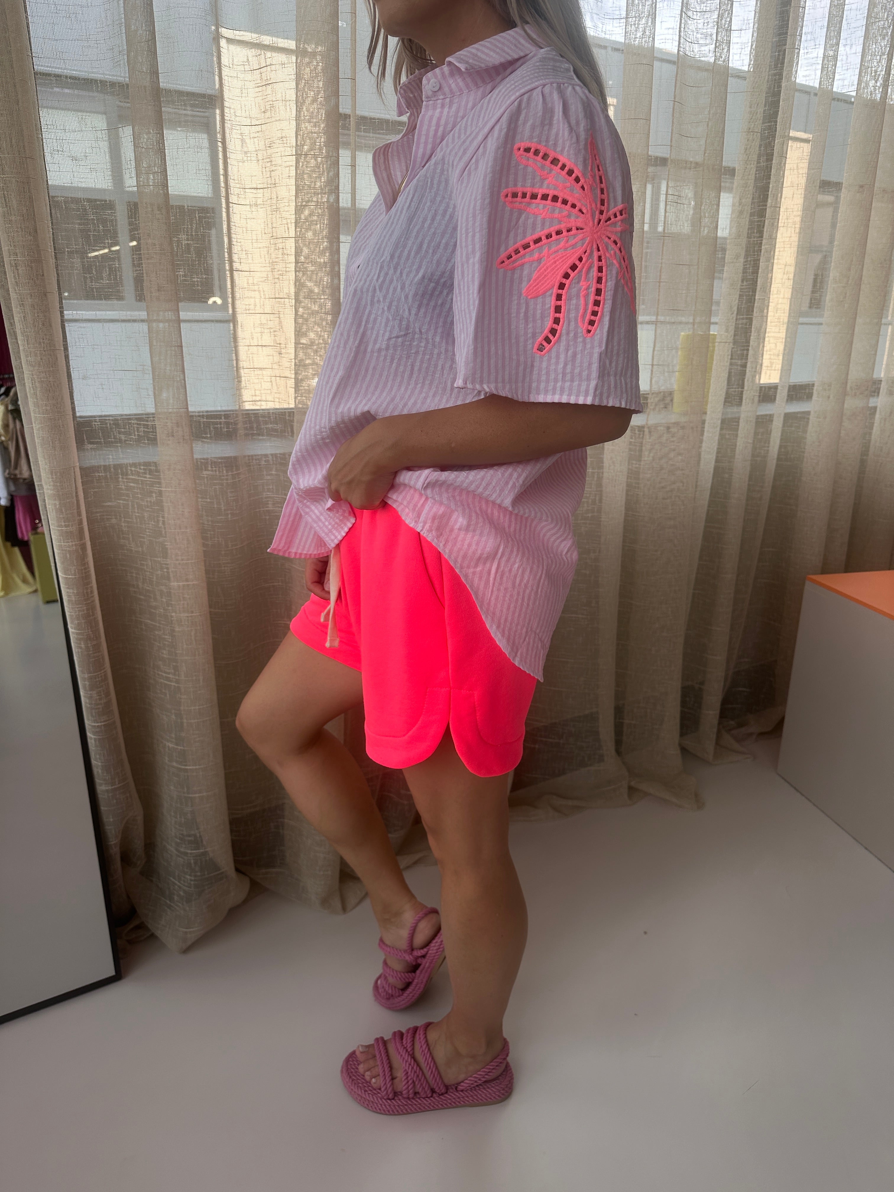 BLOUSE PINK NEON PALM