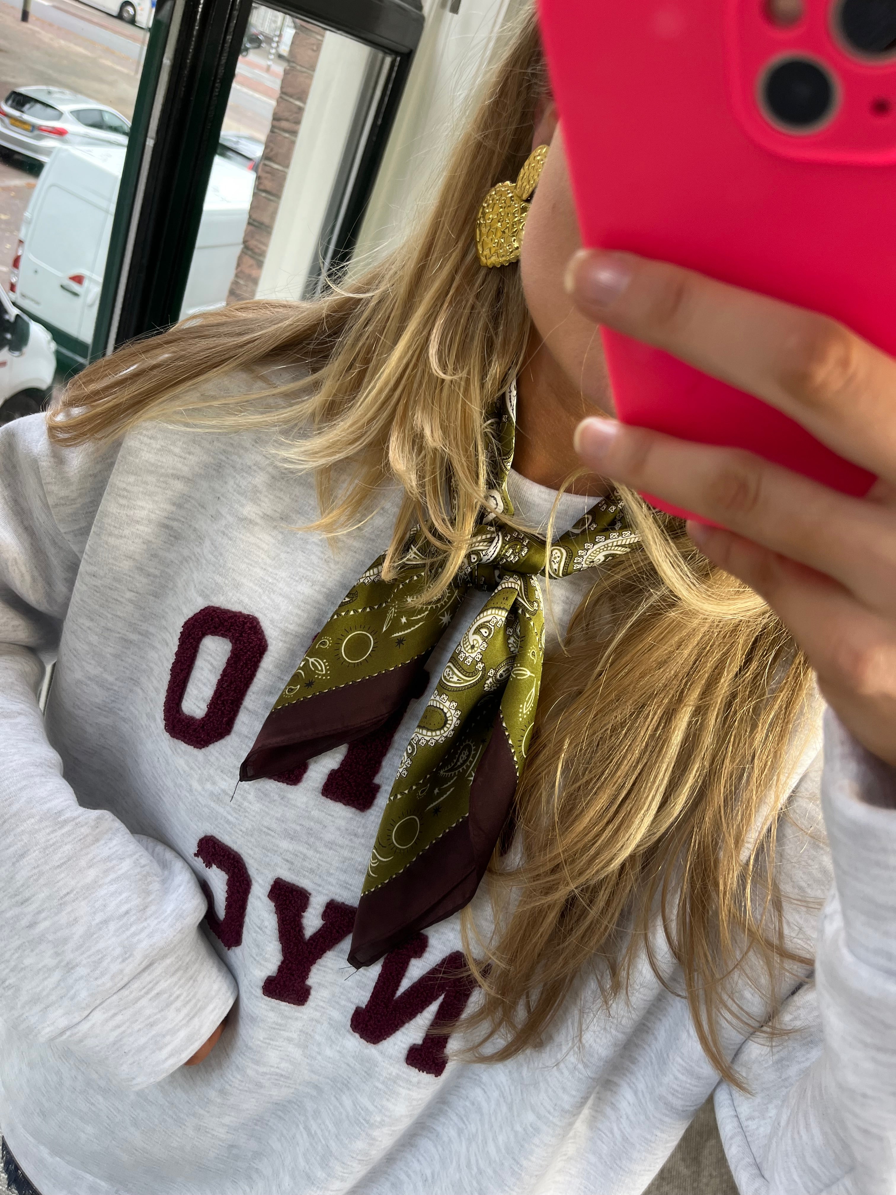 BANDANA SJAALTJE MET GROEN EN BURGUNDY