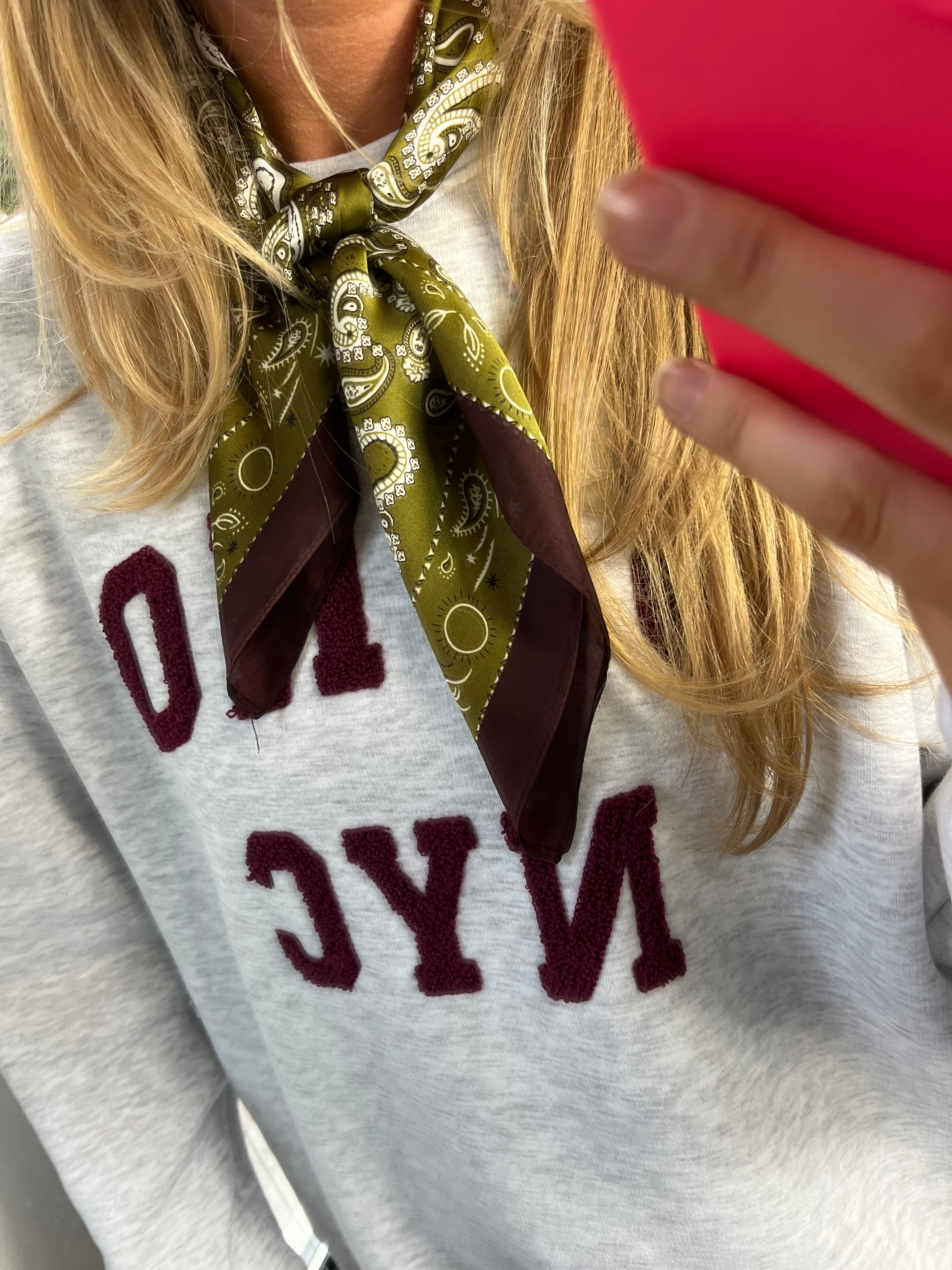 BANDANA SJAALTJE MET GROEN EN BURGUNDY
