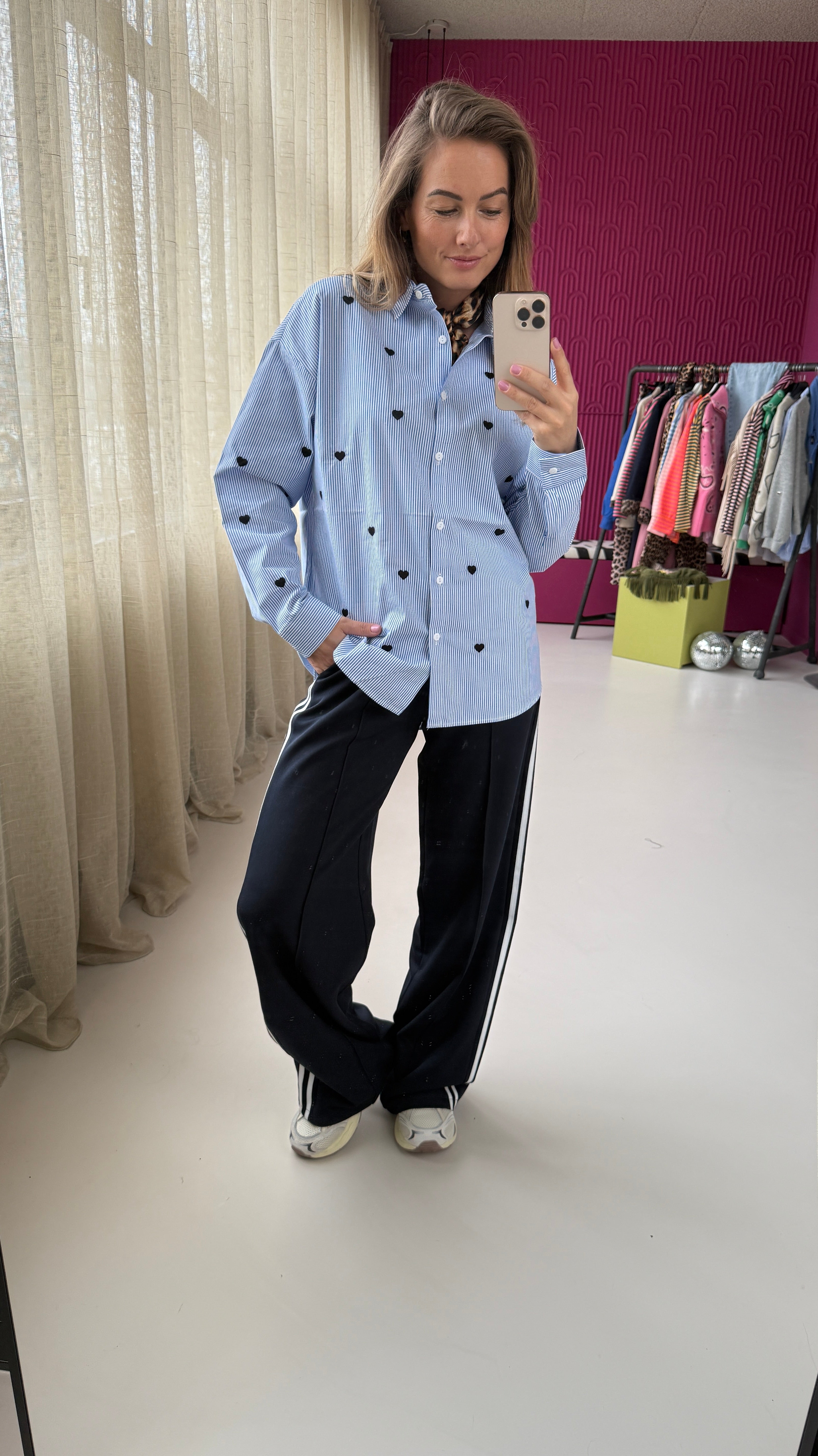 DONKERBLAUWE PANTALON MET BIES