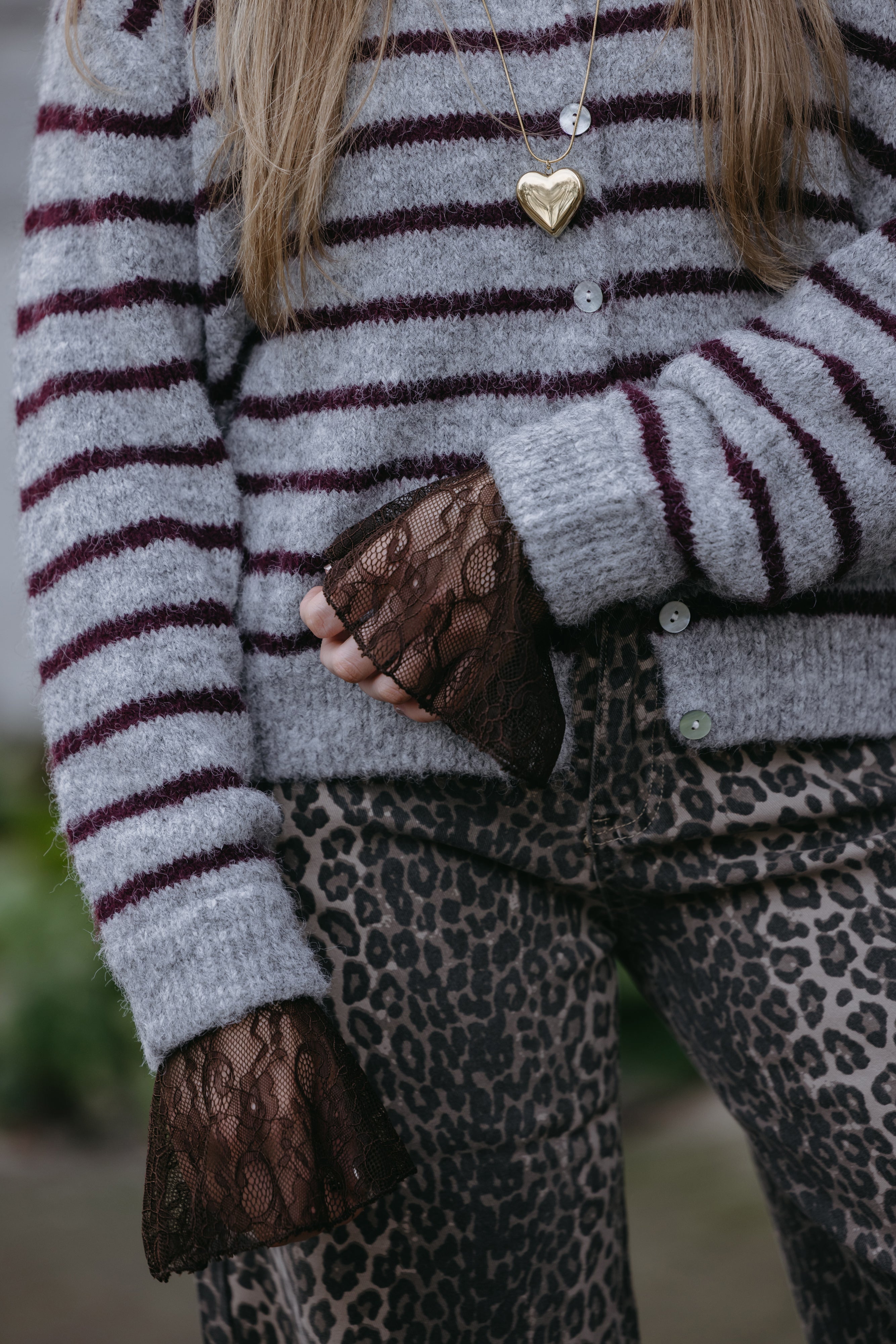 DANIE VEST GRIJS BURGUNDY