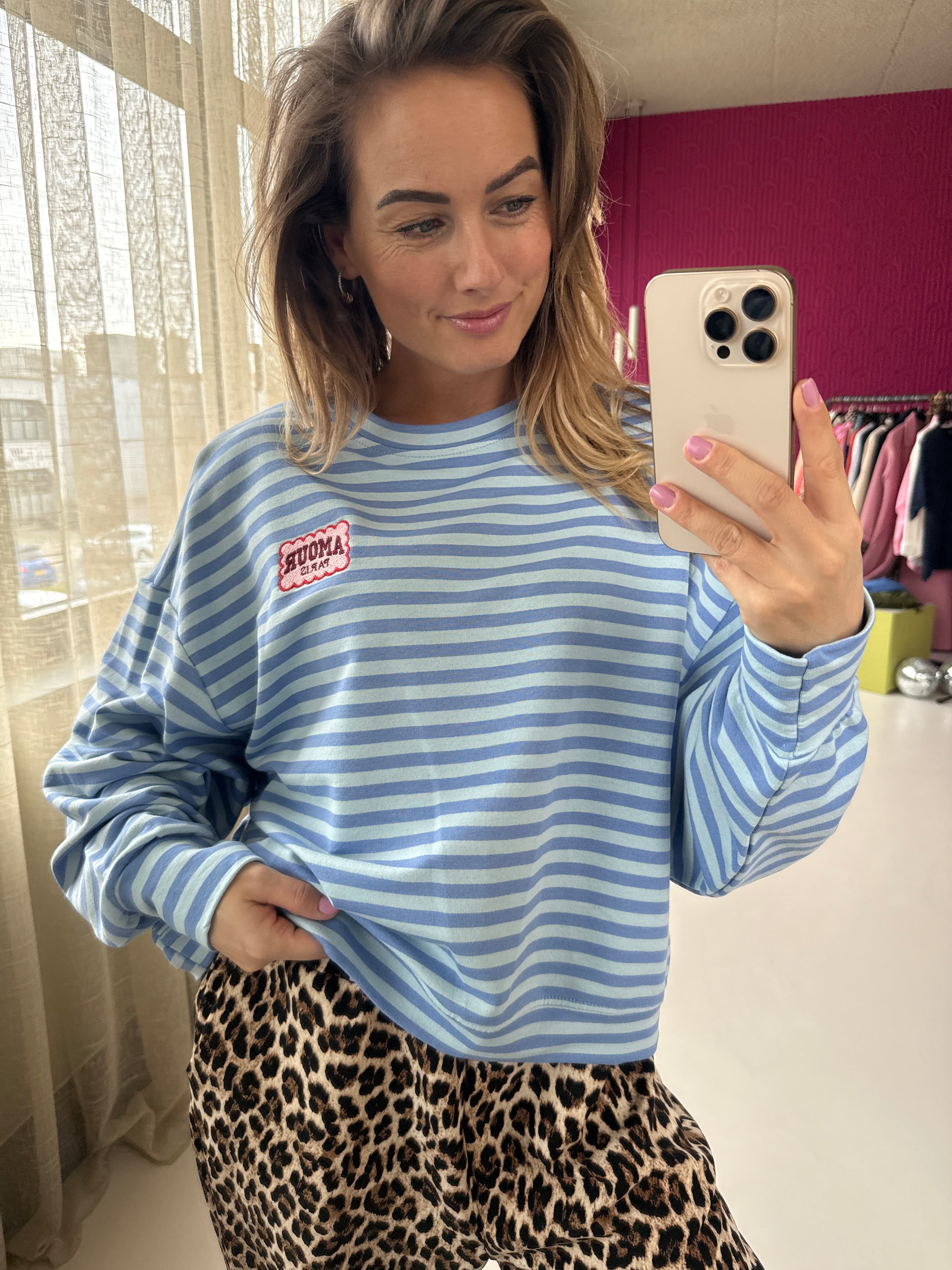 PARIS STREEPJES SWEATER BLAUW