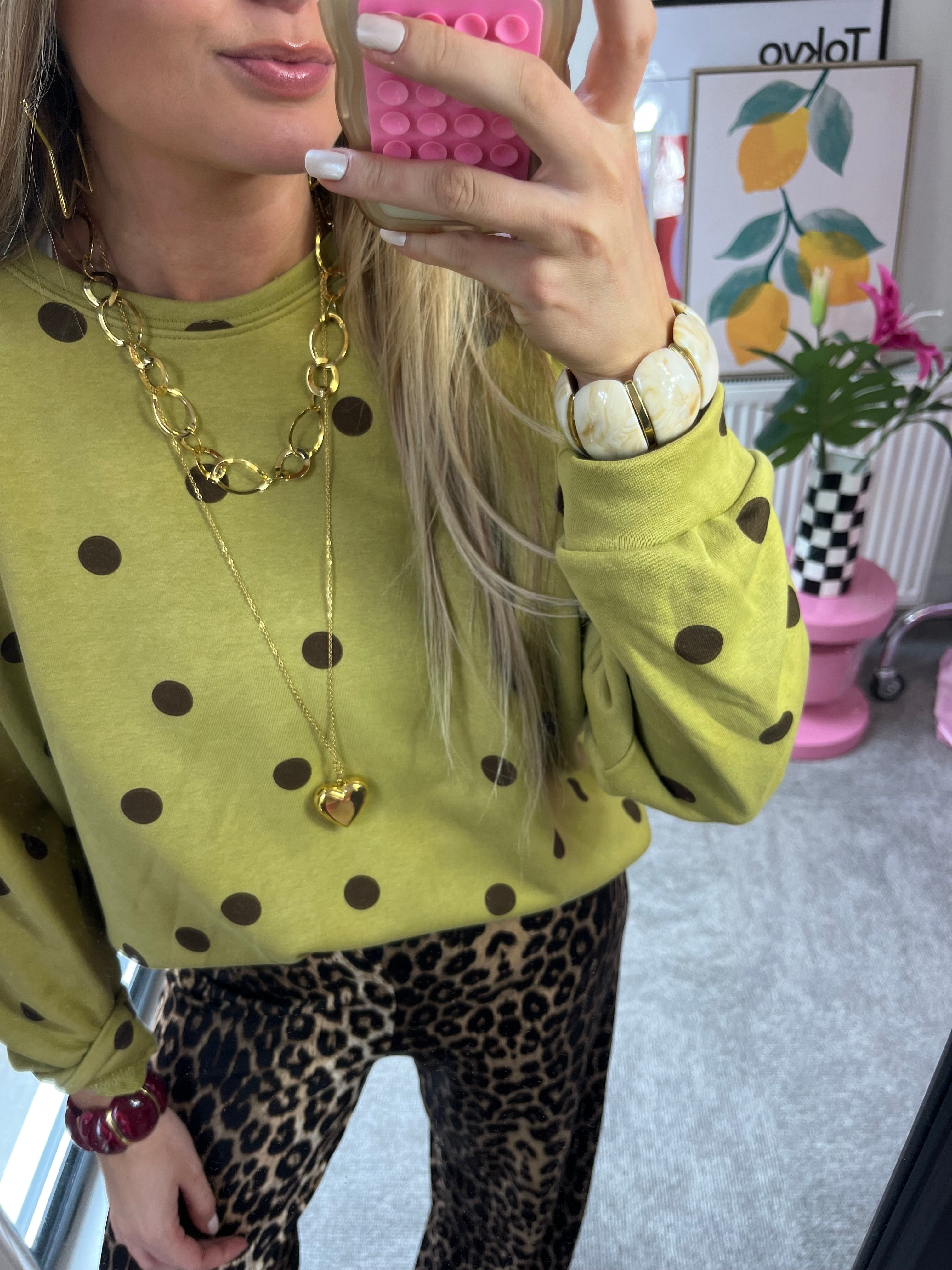 DOTS SWEATER OLIVE