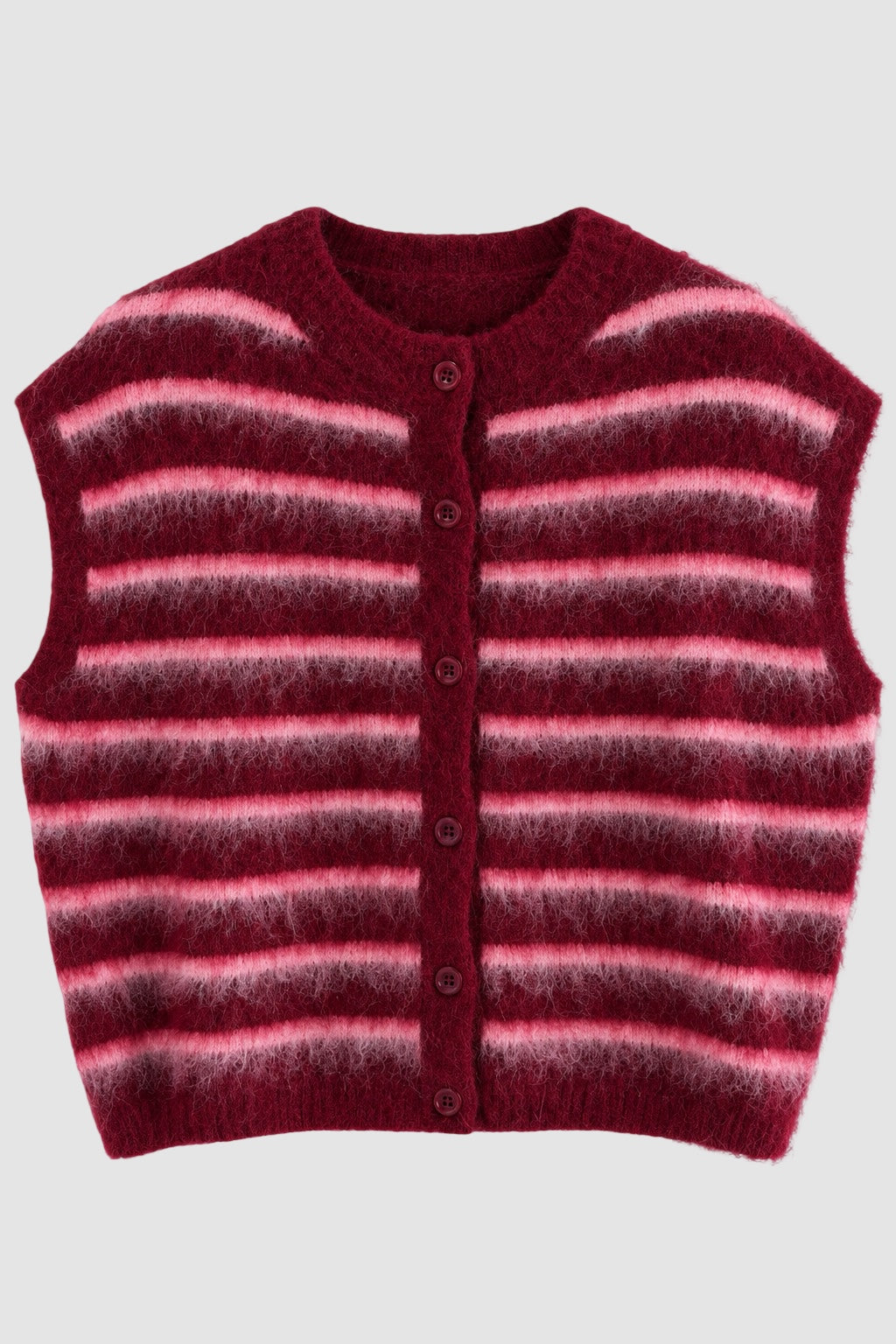 PUCK STREEPGILET BURGUNDY ROZE