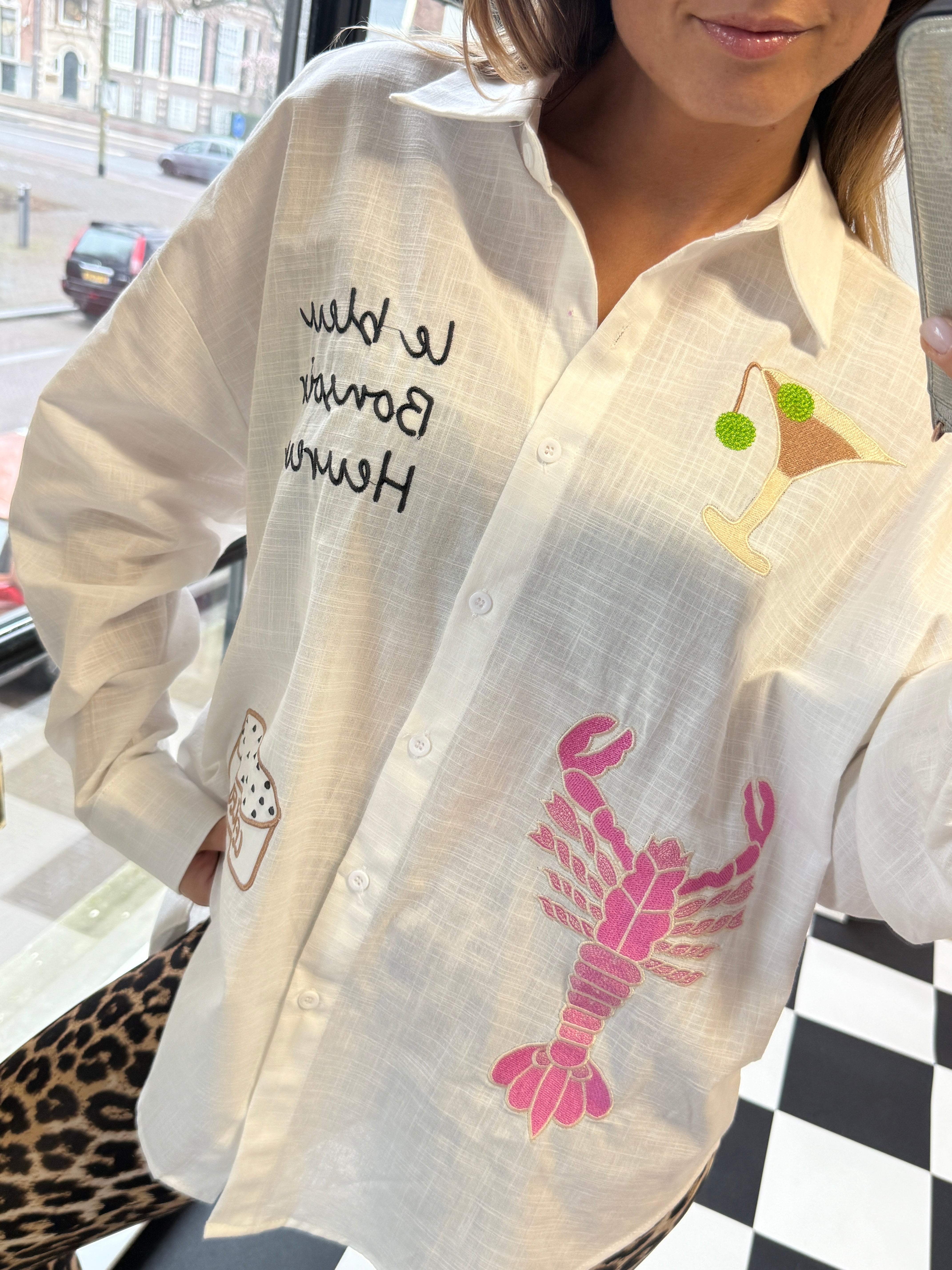 SKYE WITTE BLOUSE MET PATCHES