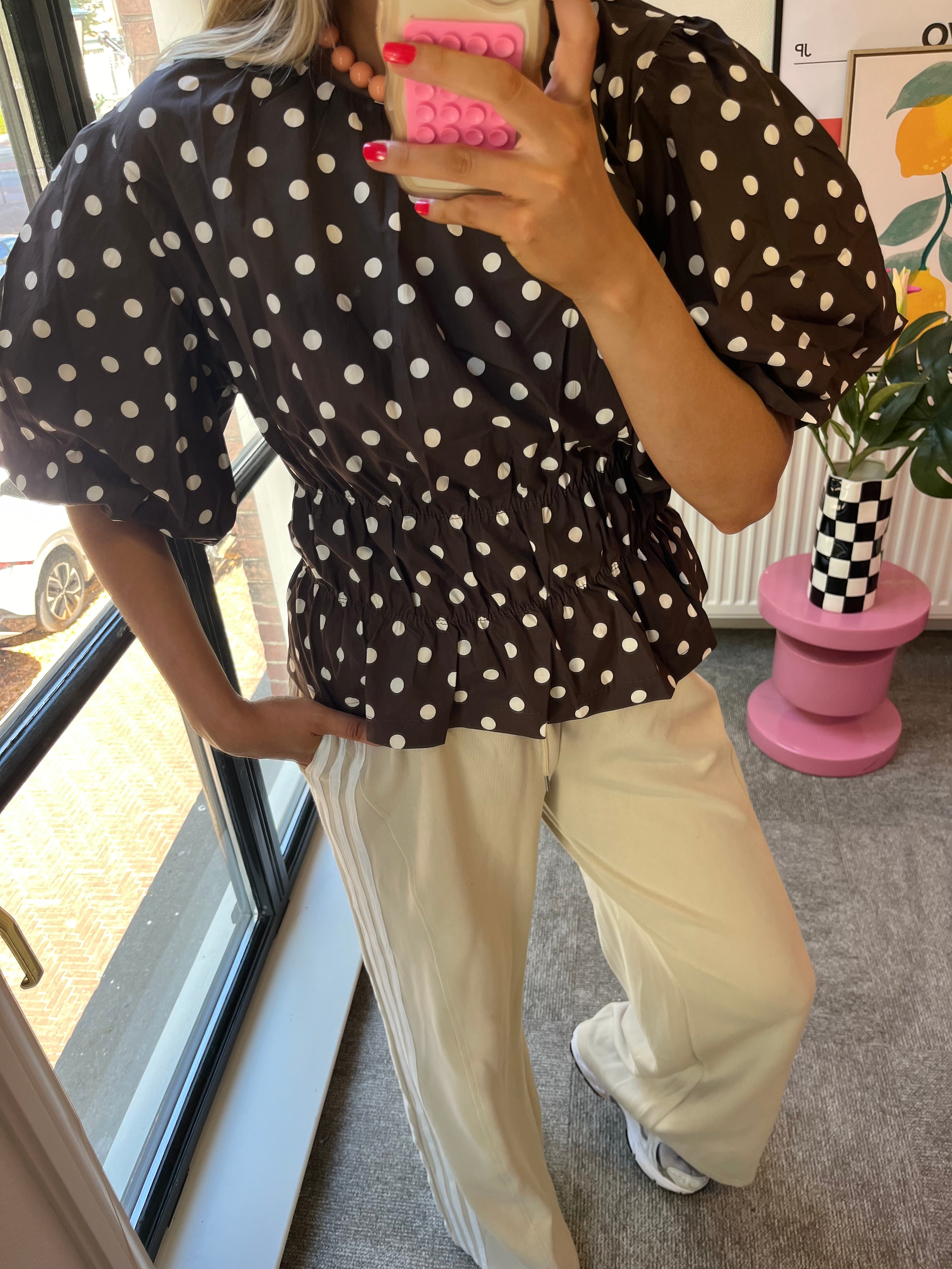 PENELOPE DOTS TOP BROWN