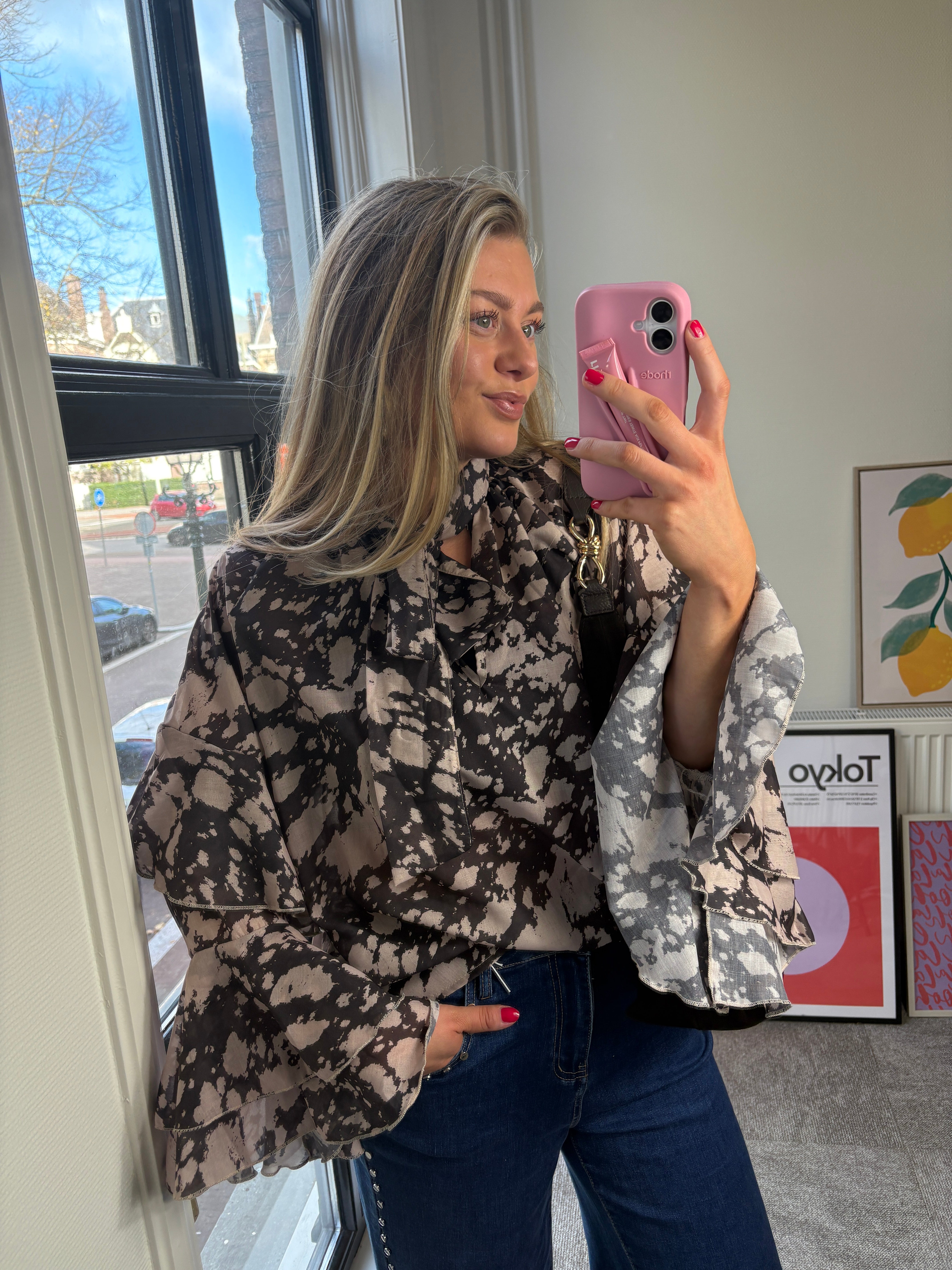 JET PRINT BLOUSE CHOCO