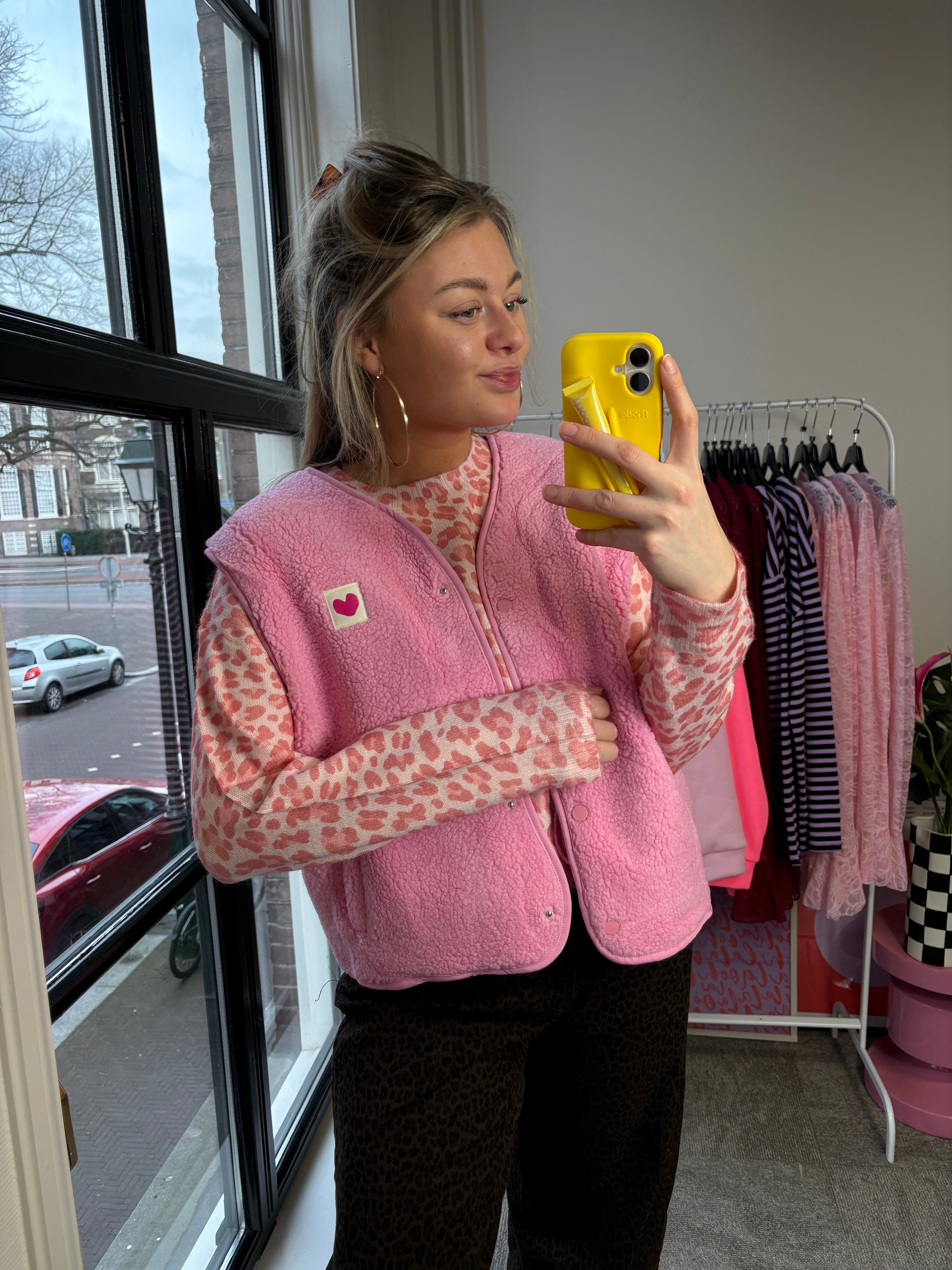 TEDDY GILET LICHT ROZE