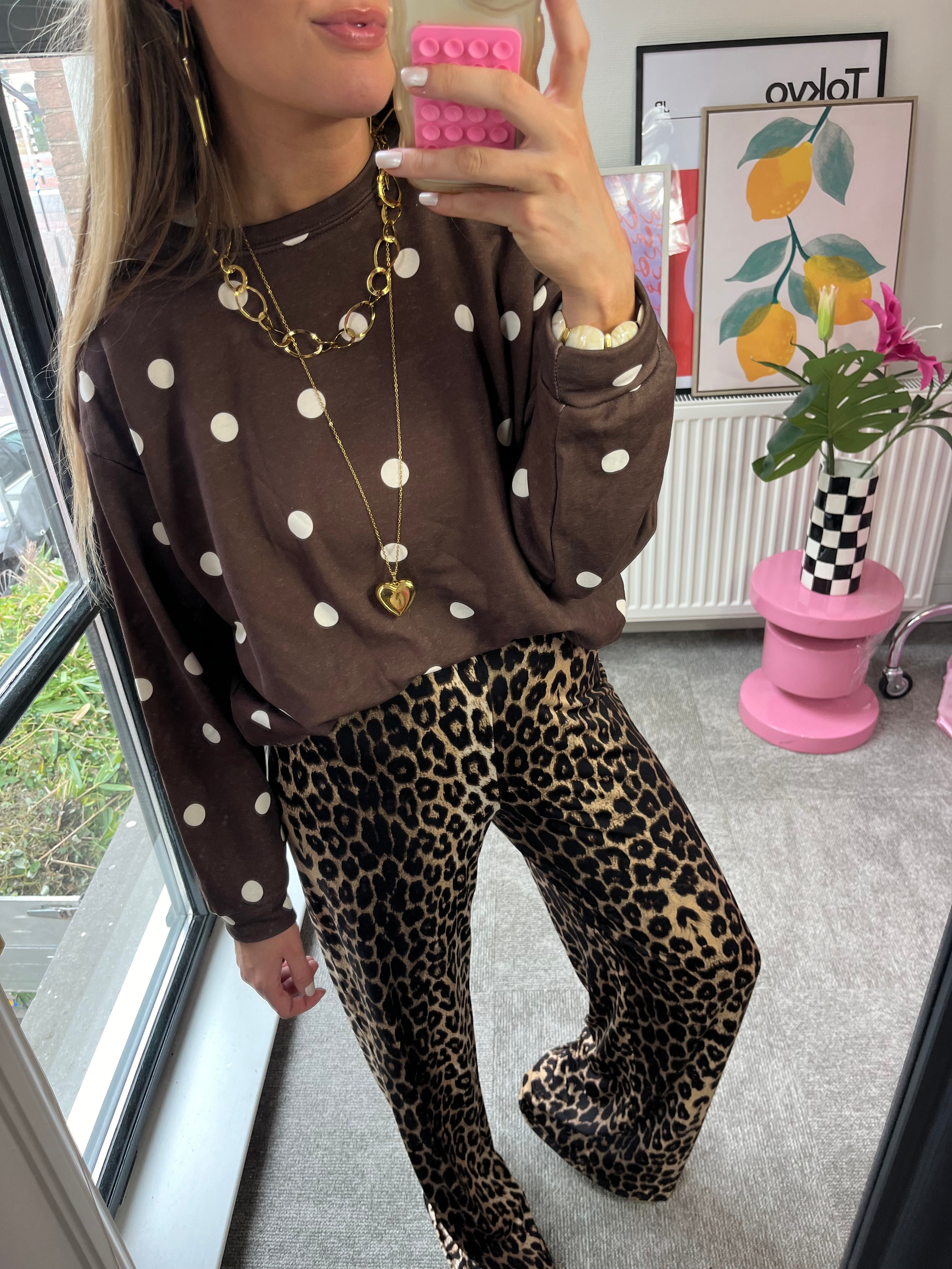 DOTS SWEATER BROWNY