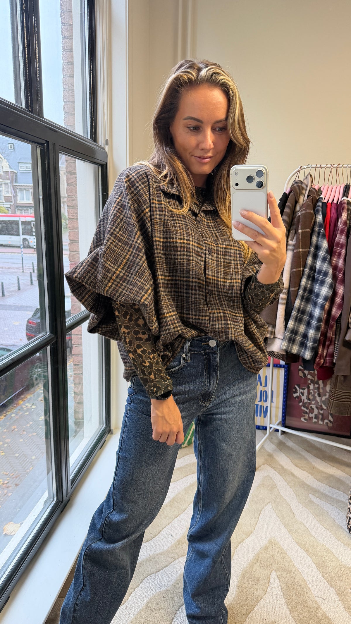 ROOS BRUINE RUITJES BLOUSE