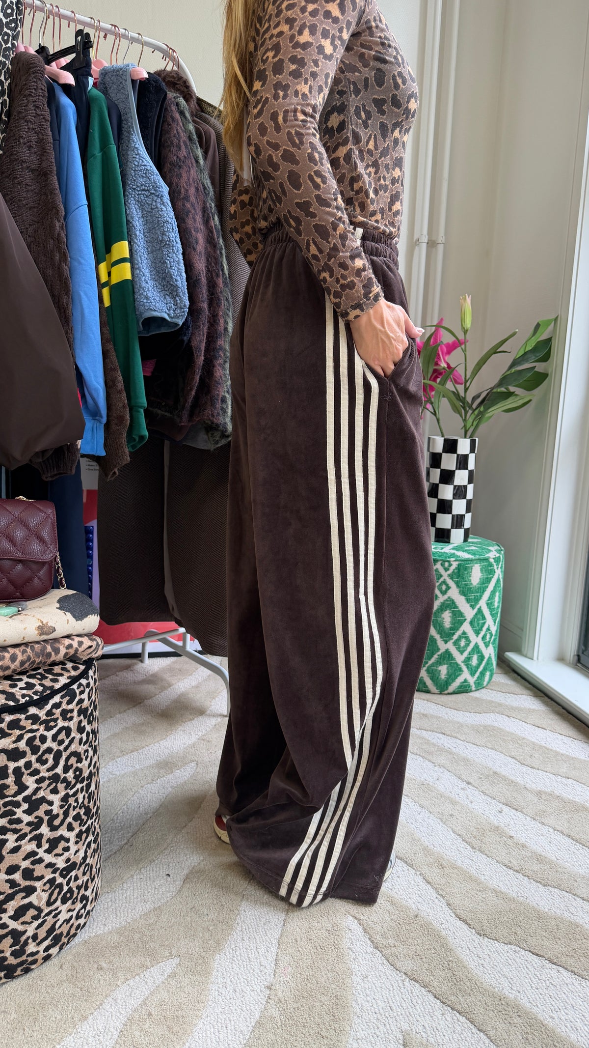 BRUINE VELVET JOGGER STRIPIES