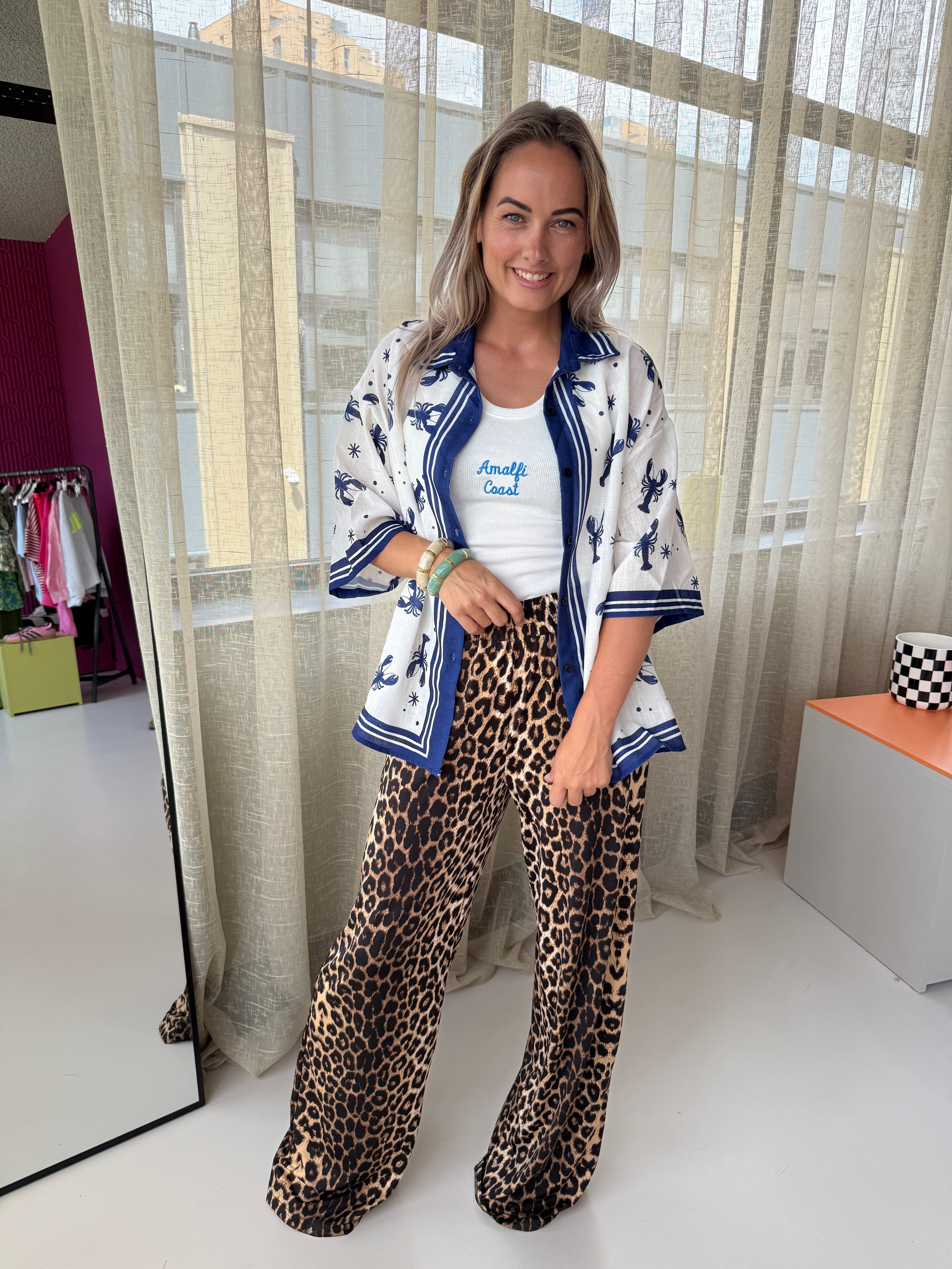 MUSTHAVE PRINT BLOUSE KREEFT BLAUW