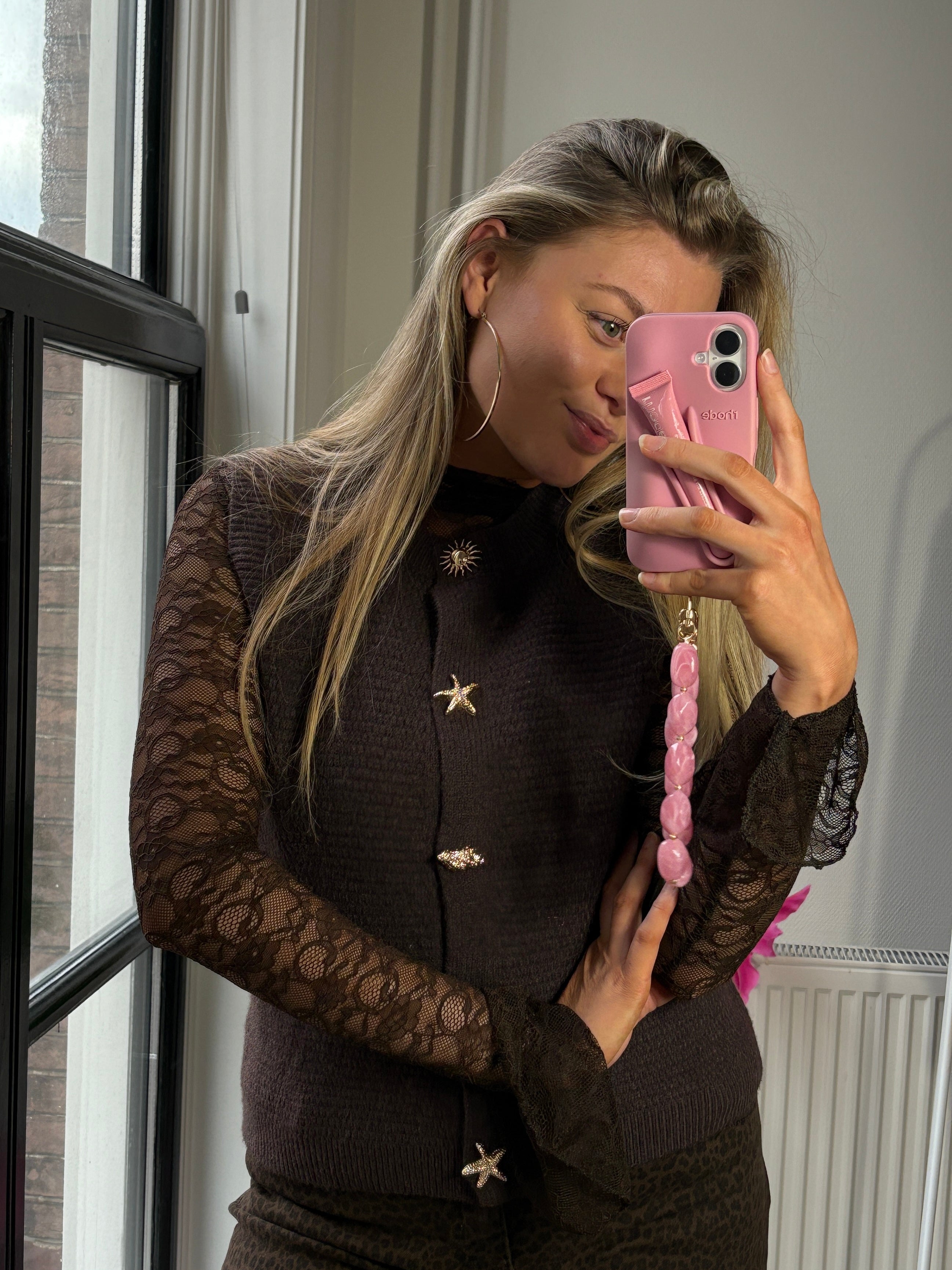 BRUIN GILET GOUDEN KNOPEN