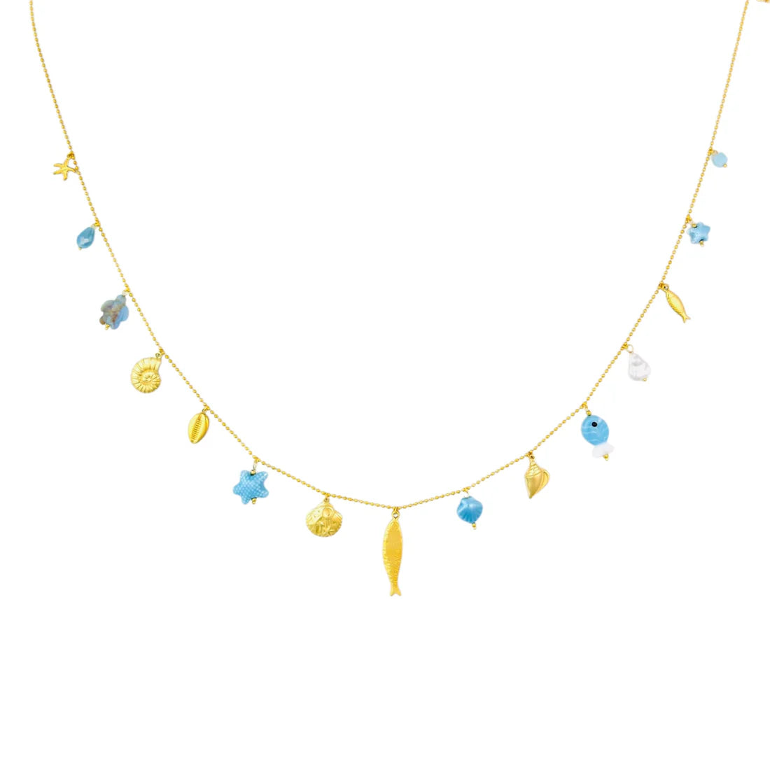 LANGE KETTING VISJES BLAUW