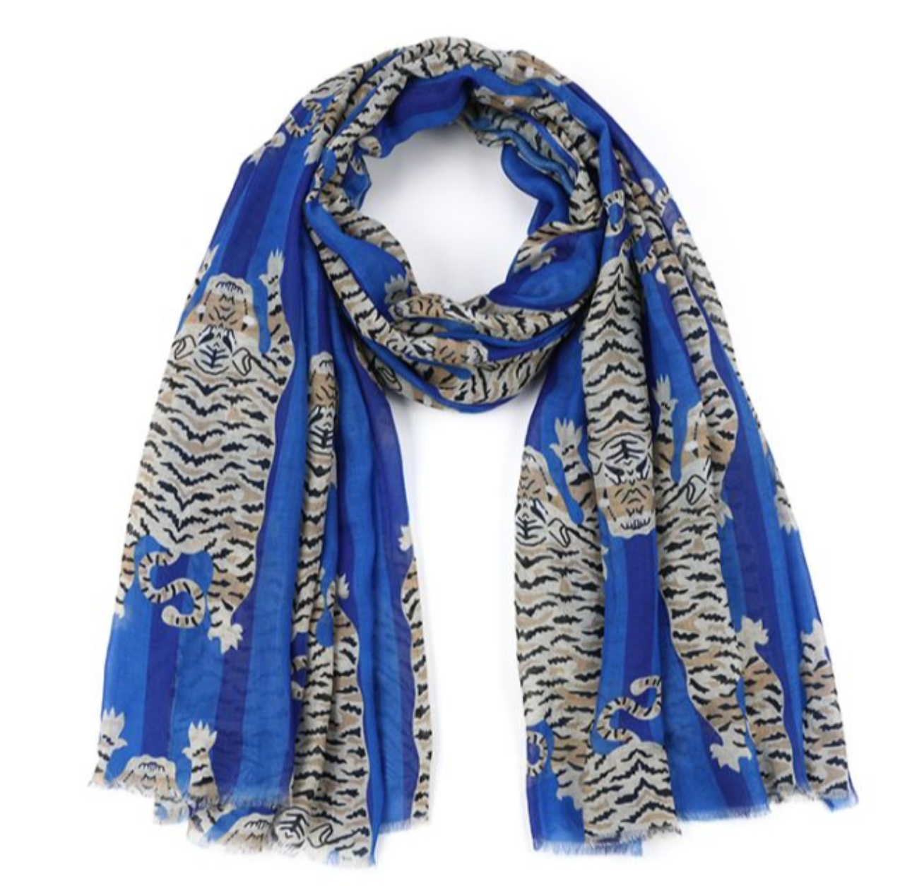 TIGER VISCOSE SJAAL BLAUW