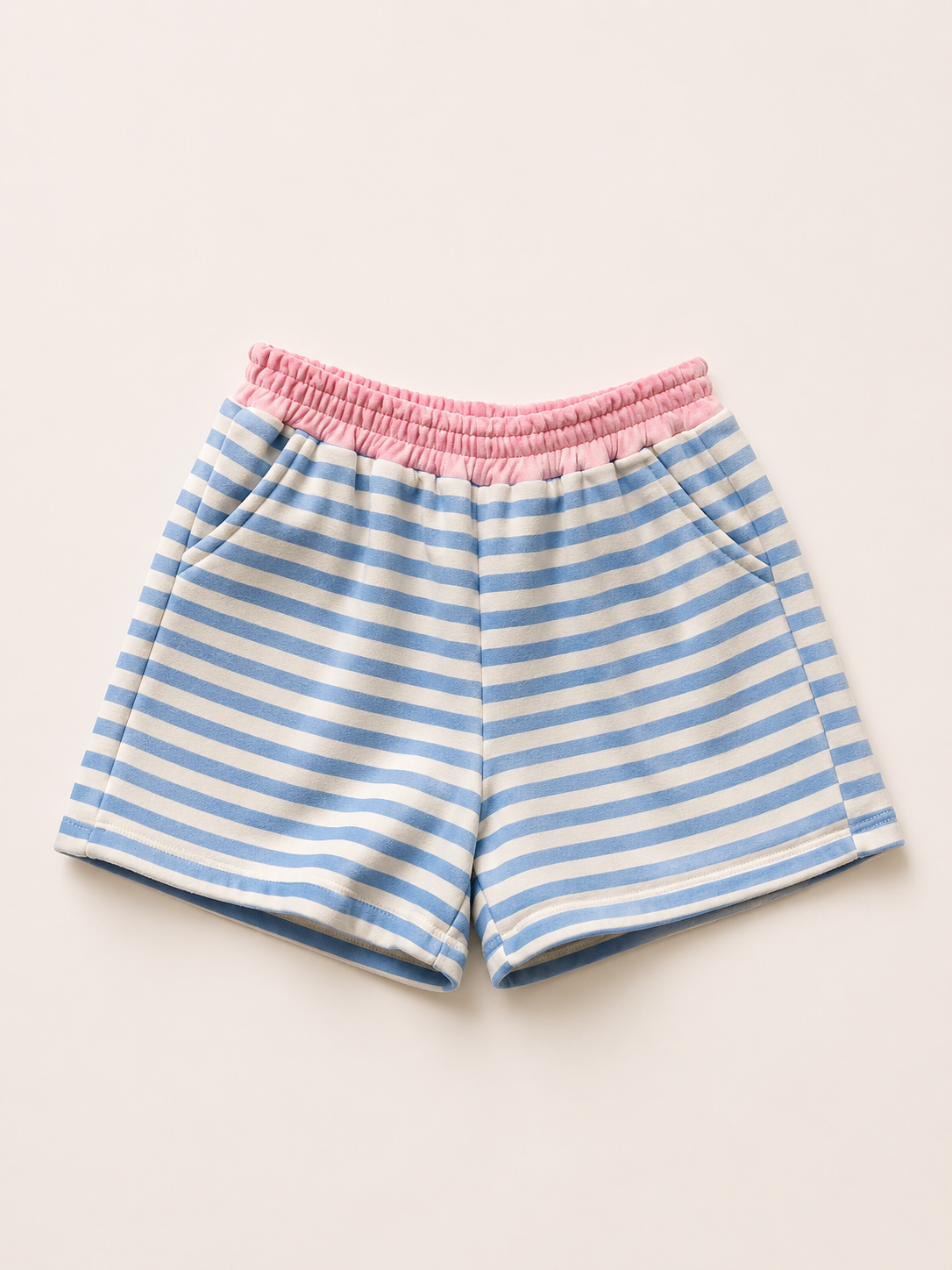 gestreepte short lichtblauw