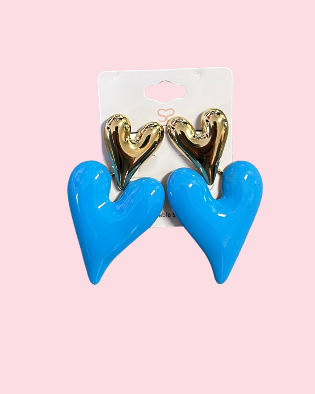 hartjes oorbellen blauw