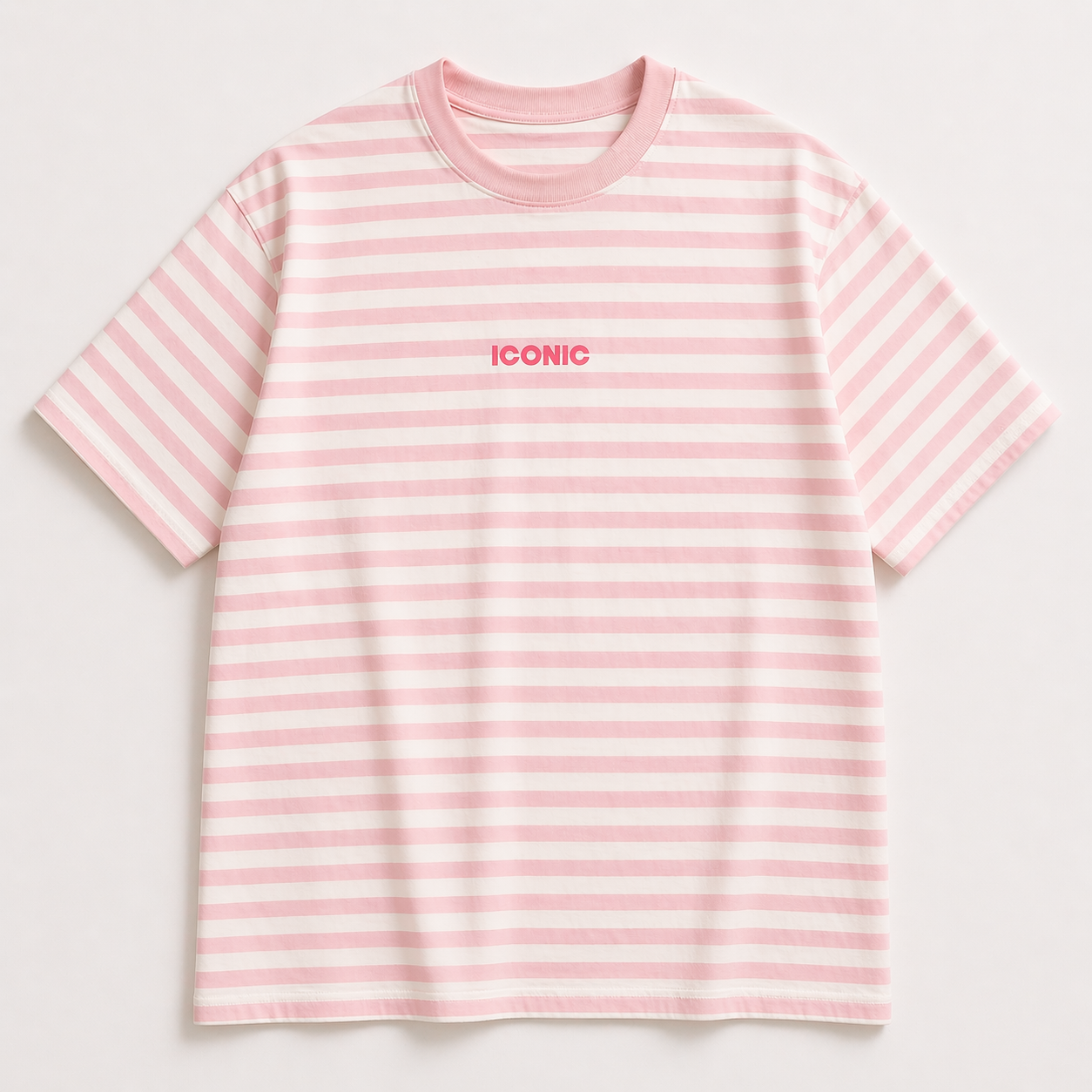 iconic shirt roze met witte streepjes