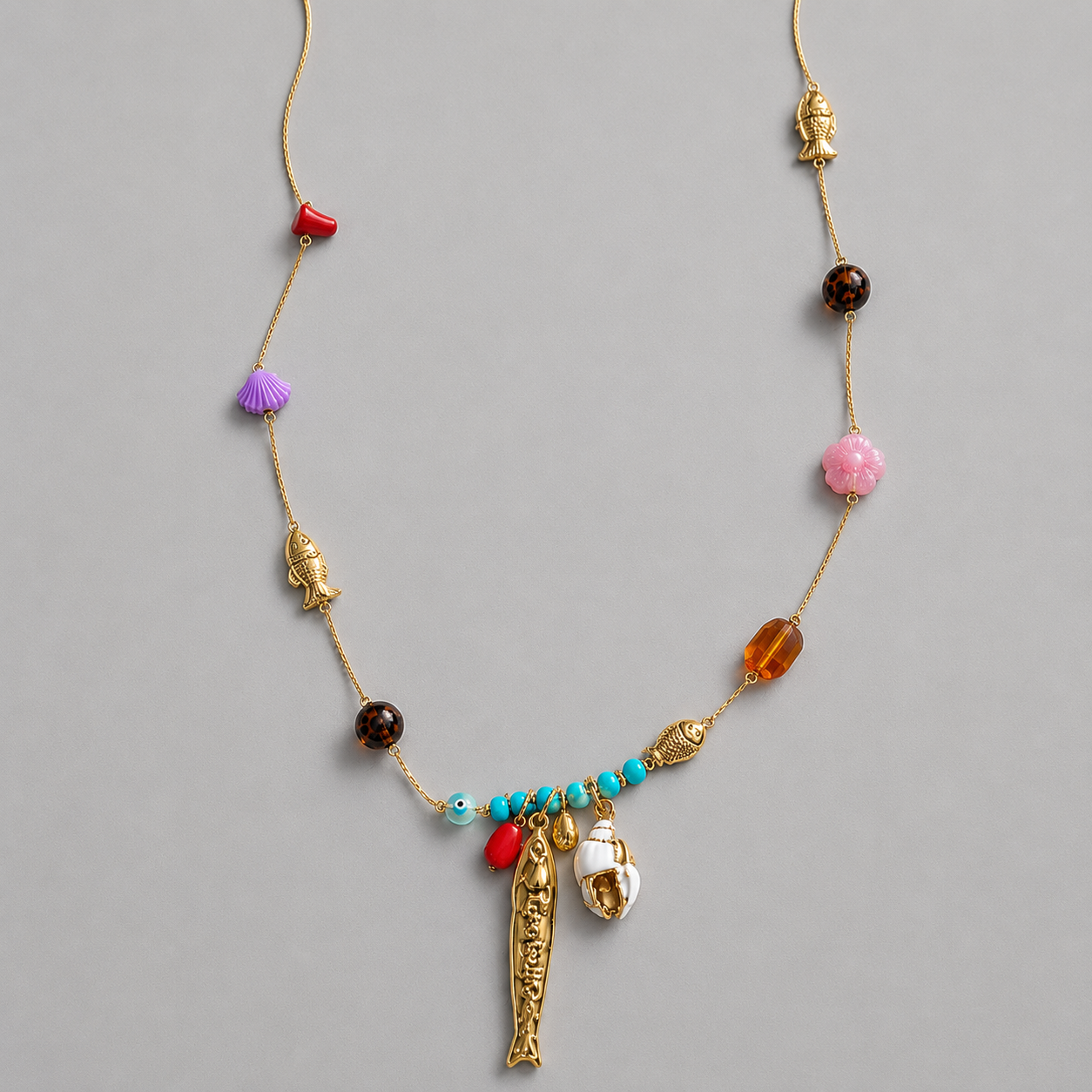 lange goudkleurige sealife ketting