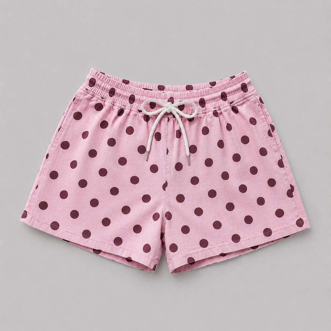 short roze met burgundy stippen